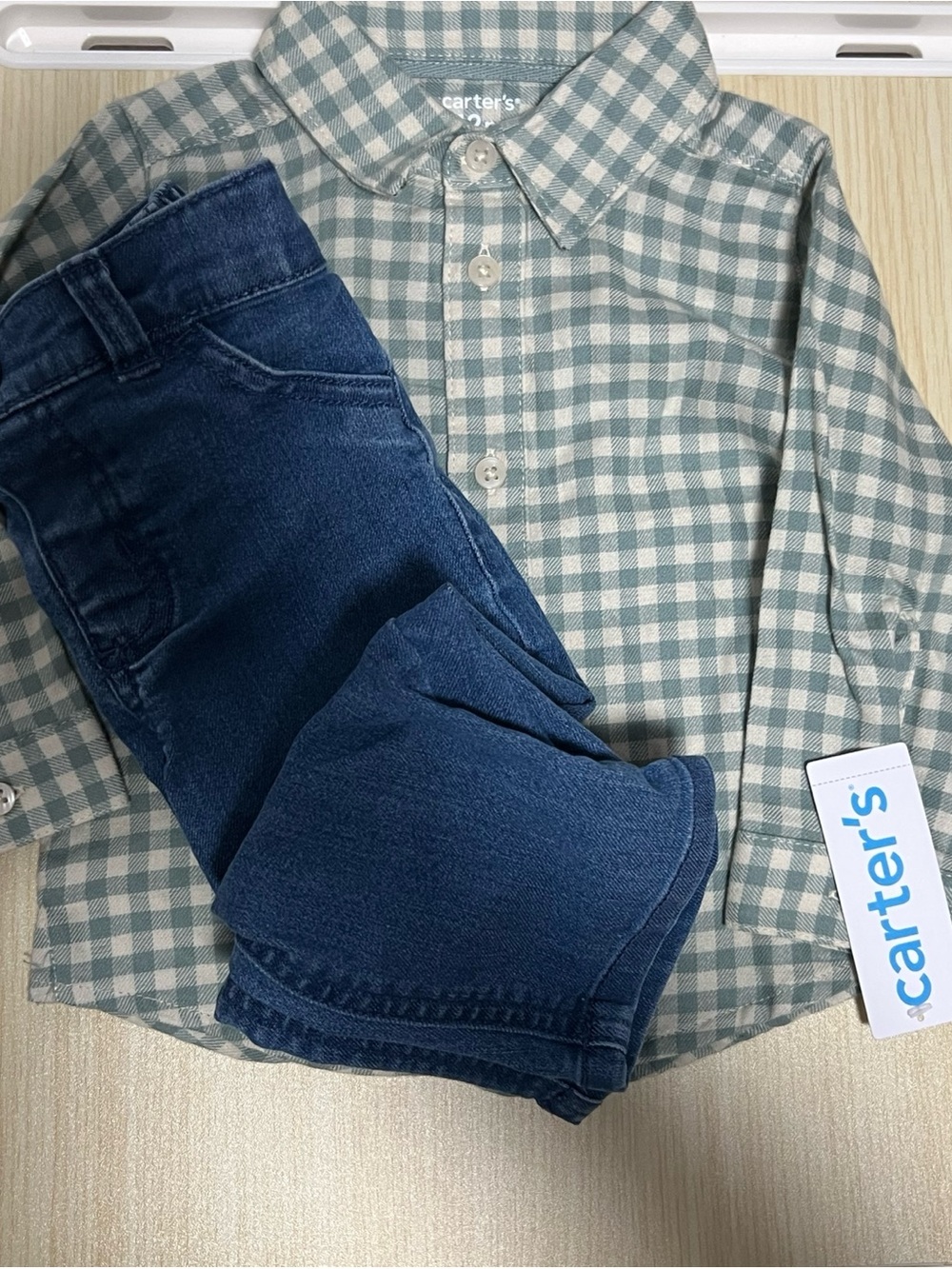 Carter’s 12M Gingham Shirt & Jeans Outfit Set